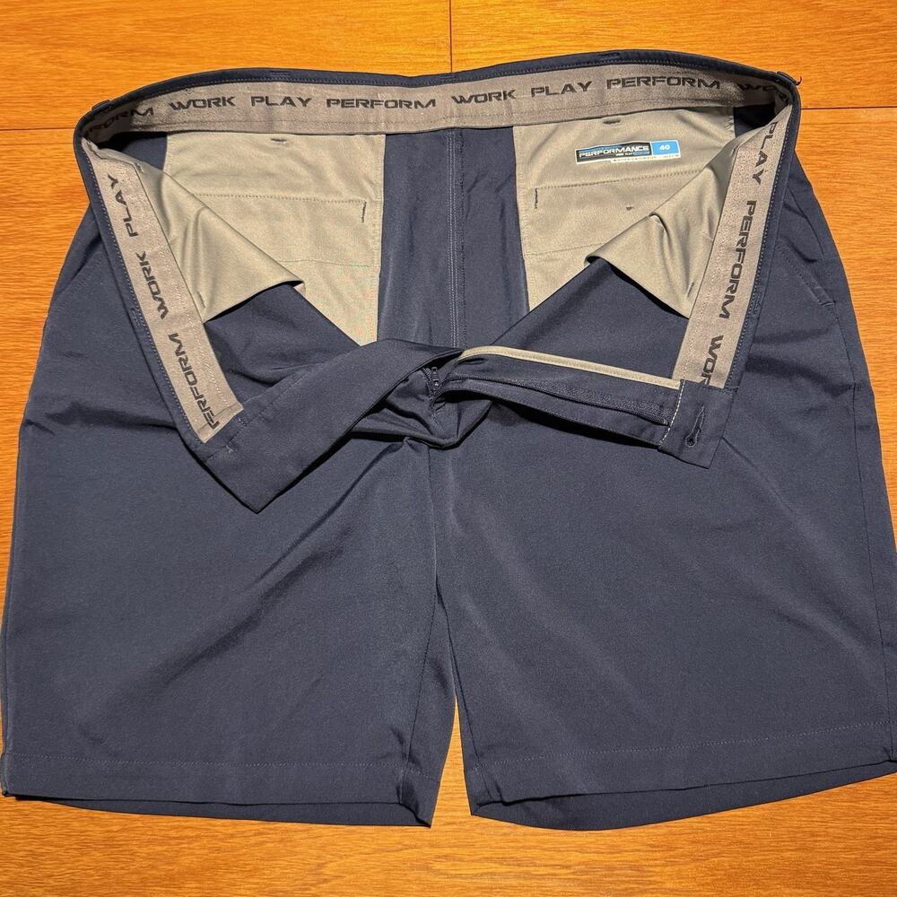 Roundtree & Yorke Mens 9” Performance Work Play Shorts Navy Blue Size 40 Golf